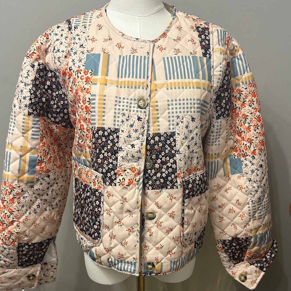 Patchwork Quilted Jacket - Multicolor